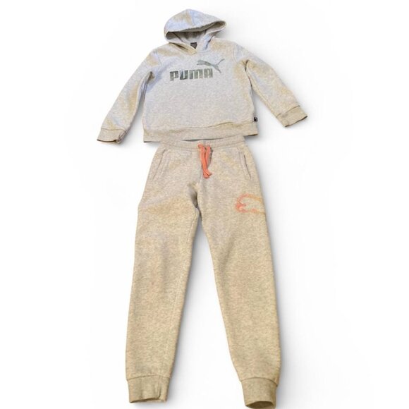 PUMA Girls Cotton Blend Jogging Suit in Grey- Size 8-10Y - Picture 1 of 4